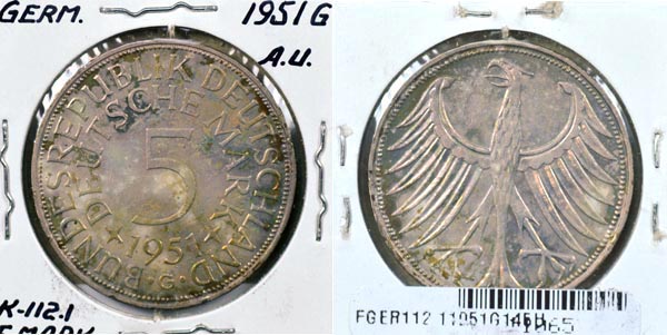 Germany, 1951 G 5 Mark, Cat# 112.1 MAIN