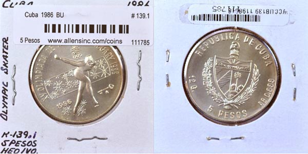 Cuba, 1986 5 Pesos, Cat# 139.1 MAIN