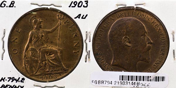 Great Britain, 1903 1 Penny, Cat# 794.2 MAIN