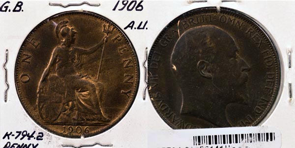Great Britain, 1906 1 Penny, Cat# 794.2 MAIN