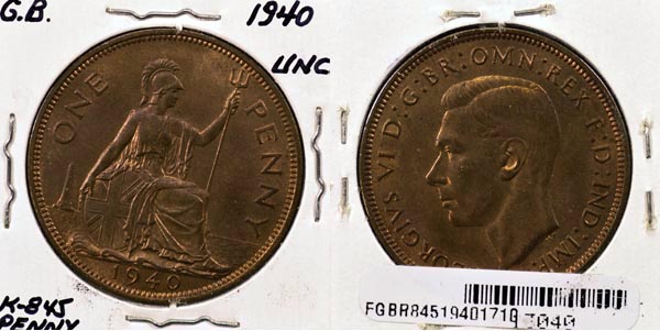 Great Britain, 1940 1 Penny, Cat# 845 MAIN