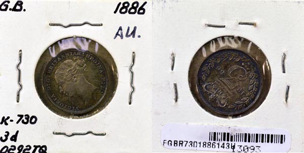 Great Britain, 1886 3 Pence, Cat# 730 MAIN