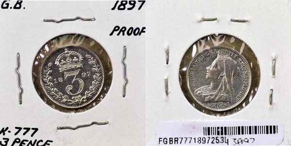 Great Britain, 1897 3 Pence, Cat# 777 MAIN