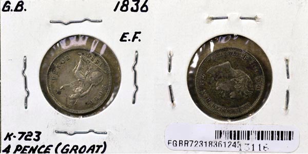 Great Britain, 1836 4 Pence, Cat# 723 MAIN