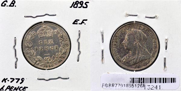 Great Britain, 1895 6 Pence, Cat# 779 MAIN