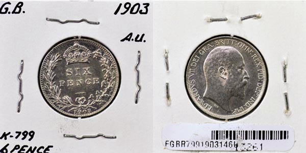Great Britain, 1903 6 Pence, Cat# 799 MAIN