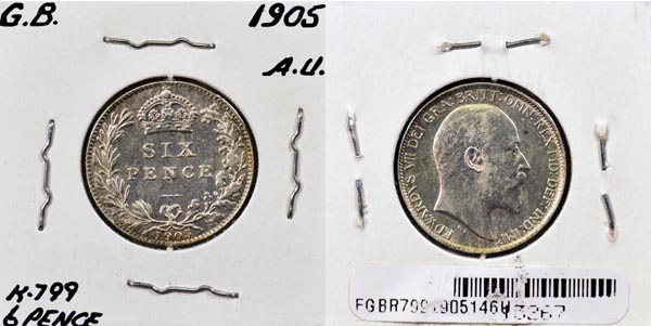 Great Britain, 1905 6 Pence, Cat# 799 MAIN