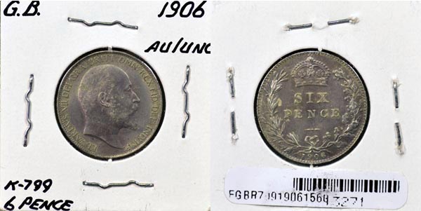 Great Britain, 1906 6 Pence, Cat# 799 MAIN