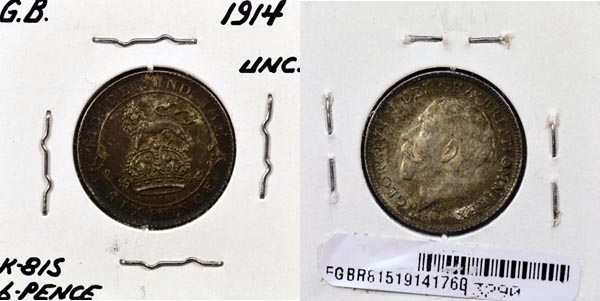 Great Britain, 1914 6 Pence, Cat# 815 MAIN