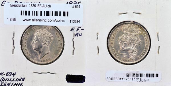 Great Britain, 1825 1 Shilling, Cat# 694 MAIN