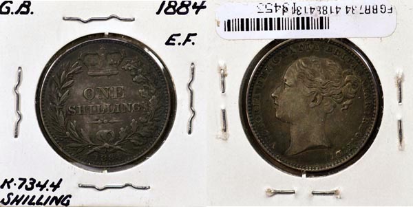 Great Britain, 1884 1 Shilling, Cat# 734.4 MAIN