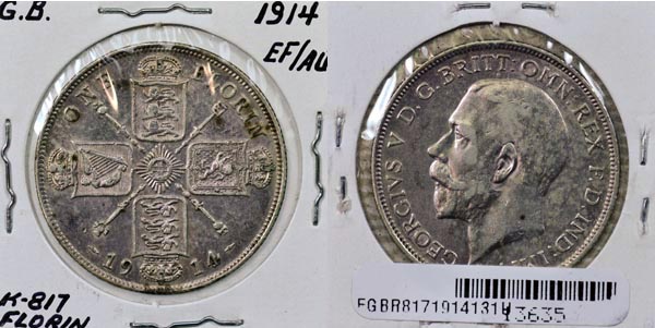 Great Britain, 1914 1 Florin, Cat# 817 MAIN