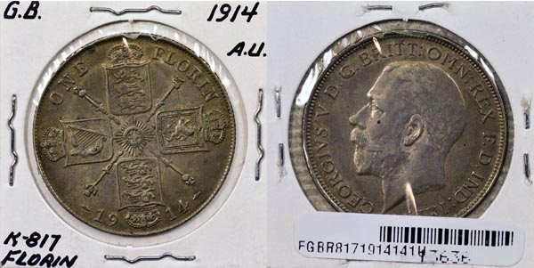 Great Britain, 1914 1 Florin, Cat# 817 MAIN