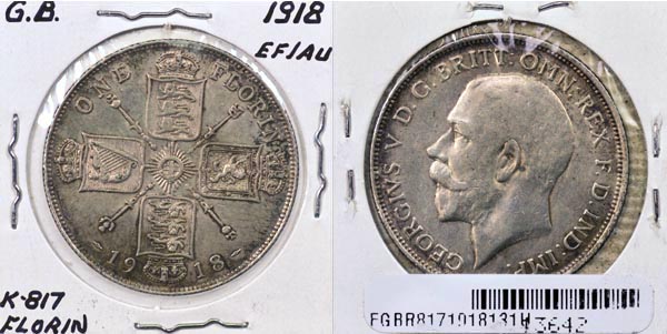 Great Britain, 1918 1 Florin, Cat# 817 MAIN