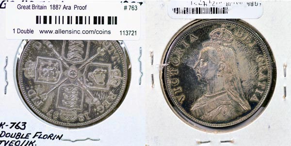 Great Britain, 1887 A1 1 Double Florin, Cat# 763 MAIN