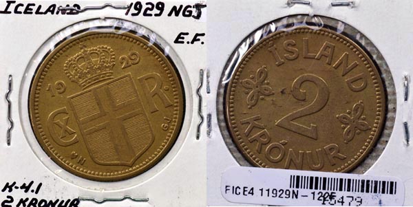 Iceland, 1929 2 Kronur, Cat# 4.1 MAIN