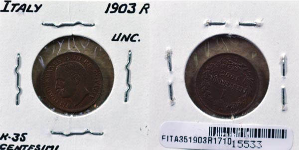 Italy, 1903 R 1 Centesimo, Cat# 35 MAIN