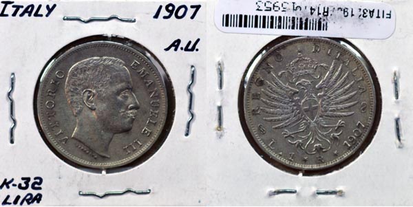 Italy, 1907 R 1 Lira, Cat# 32 MAIN