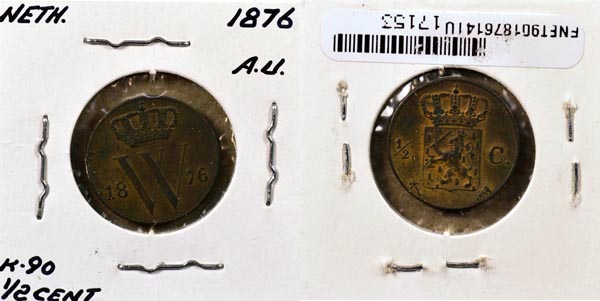 Netherlands, 1876 1/2 Cent, Cat# 90 MAIN