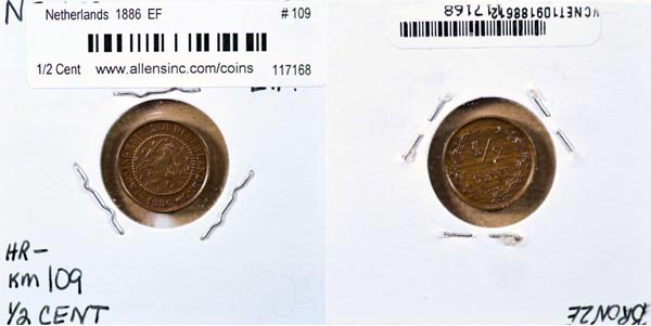 Netherlands, 1886 1/2 Cent, Cat# 109.1 MAIN