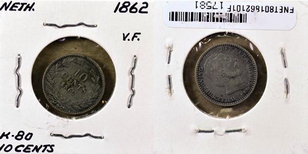 Netherlands, 1862 10 Cents, Cat# 80 MAIN