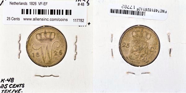 Netherlands, 1826 25 Cents, Cat# 48 MAIN
