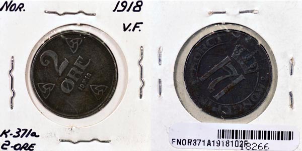 Norway, 1918 2 Ore, Cat# 371a MAIN