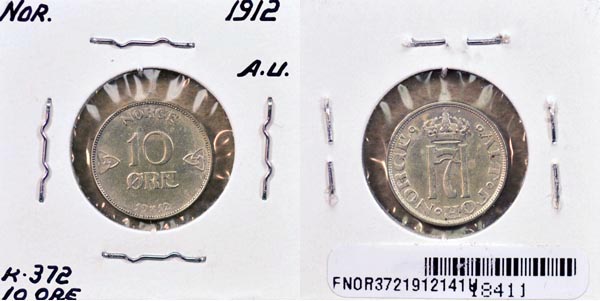 Norway, 1912 10 Ore, Cat# 372 MAIN