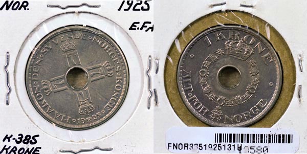 Norway, 1925 1 Krone, Cat# 385 MAIN