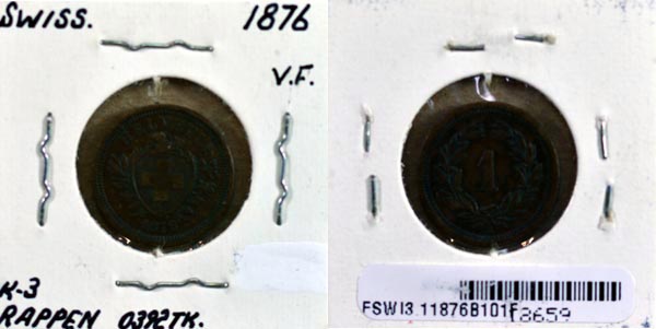 Switzerland, 1876 B 1 Rappen, Cat# 3.1 MAIN