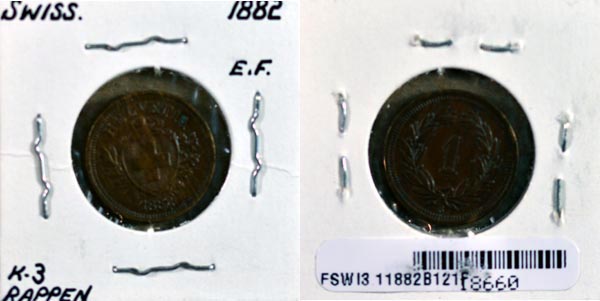 Switzerland, 1882 B 1 Rappen, Cat# 3.1 MAIN