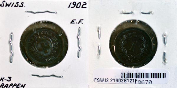 Switzerland, 1902 B 1 Rappen, Cat# 3.2 MAIN