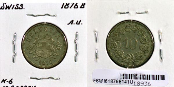 Switzerland, 1876 B 10 Rappen, Cat# 6 MAIN