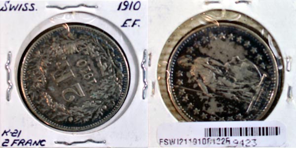 Switzerland, 1910 B 2 Francs, Cat# 21 MAIN