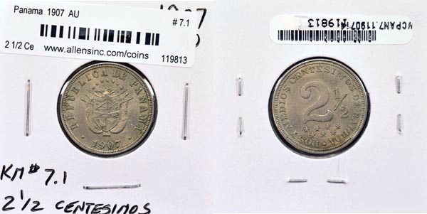 Panama, 1907 2 1/2 Centesimos, Cat# 7.1 MAIN