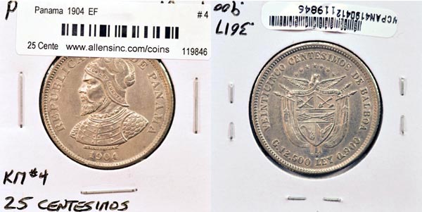 Panama, 1904 25 Centesimos, Cat# 4 MAIN