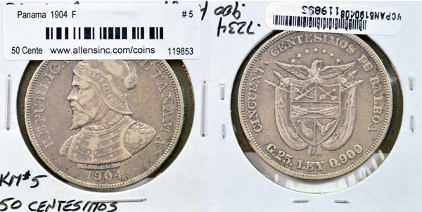 Panama, 1904 50 Centesimos, Cat# 5 MAIN