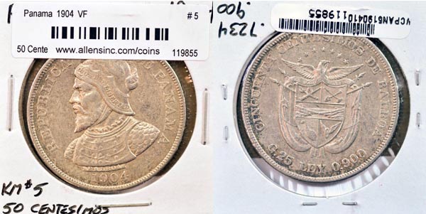 Panama, 1904 50 Centesimos, Cat# 5 MAIN