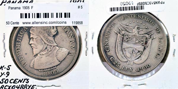 Panama, 1905 50 Centesimos, Cat# 5 MAIN