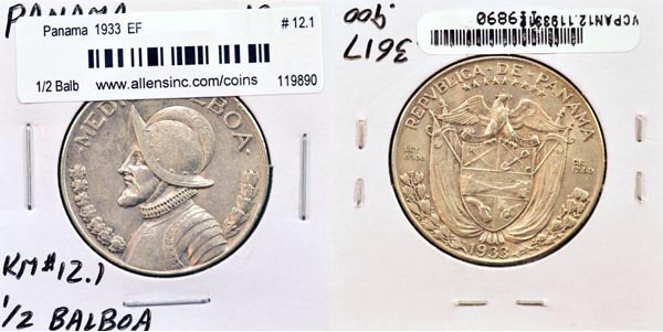 Panama, 1933 1/2 Balboa, Cat# 12.1 MAIN