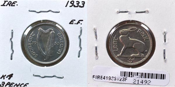 Ireland, 1933 3 Pence, Cat# 4 MAIN