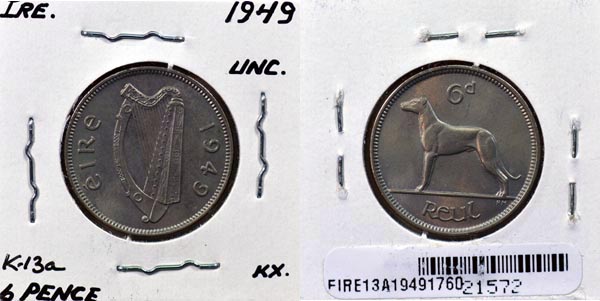 Ireland, 1949 6 Pence, Cat# 13a MAIN