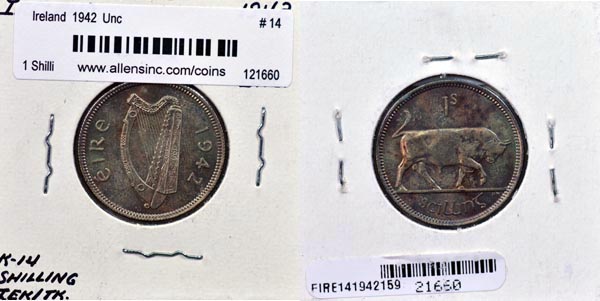 Ireland, 1942 1 Shilling, Cat# 14 MAIN