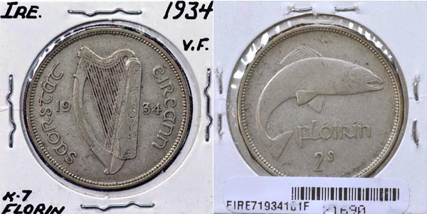 Ireland, 1934 1 Florin, Cat# 7 MAIN