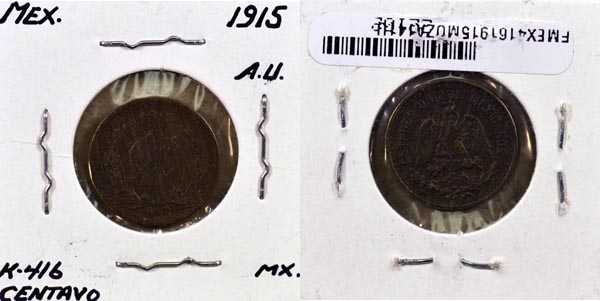 Mexico, United States, 1915 Mo 1 Centavo, Cat# 416 MAIN