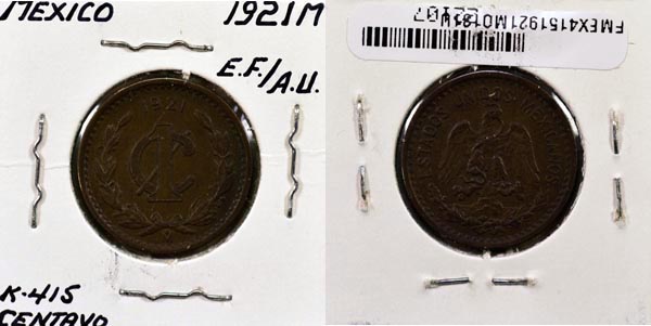 Mexico, United States, 1921 Mo 1 Centavo, Cat# 415 MAIN