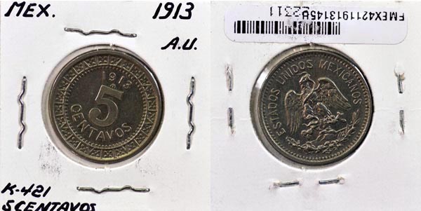 Mexico, United States, 1913 5 Centavos, Cat# 421 MAIN