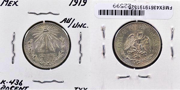 Mexico, United States, 1919 20 Centavos, Cat# 436 MAIN