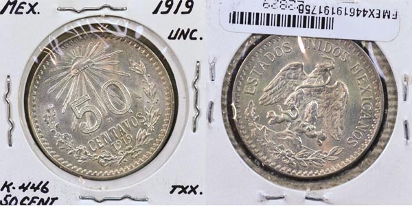 Mexico, United States, 1919 50 Centavos, Cat# 446 MAIN