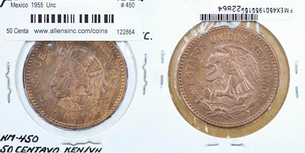 Mexico, United States, 1955 50 Centavos, Cat# 450 MAIN